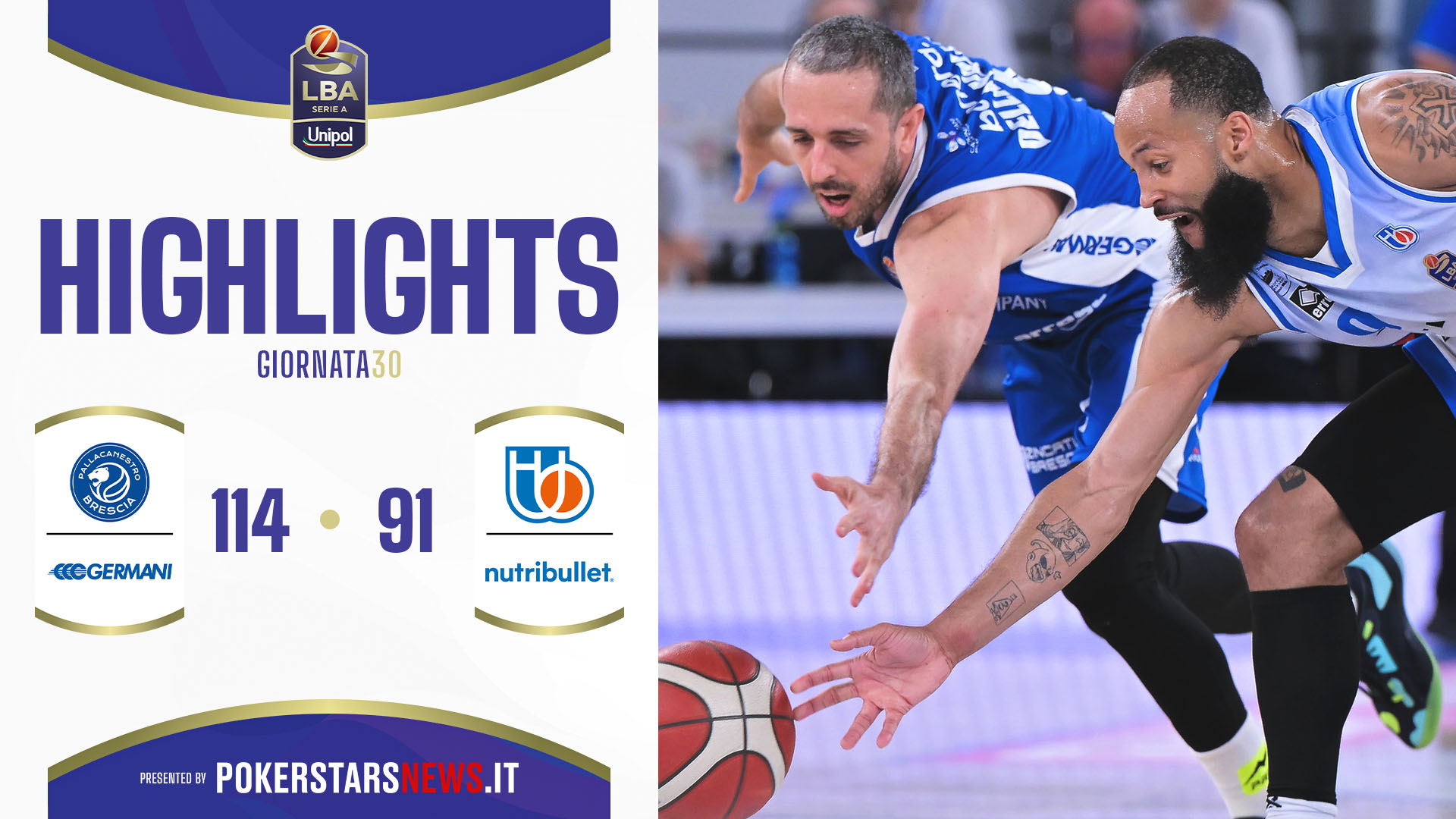 immagine - Germani Brescia - NutriBullet Treviso Basket | PokerstarsNews Highlights Serie A Unipol 2024/2025 Unipol 2024/2025